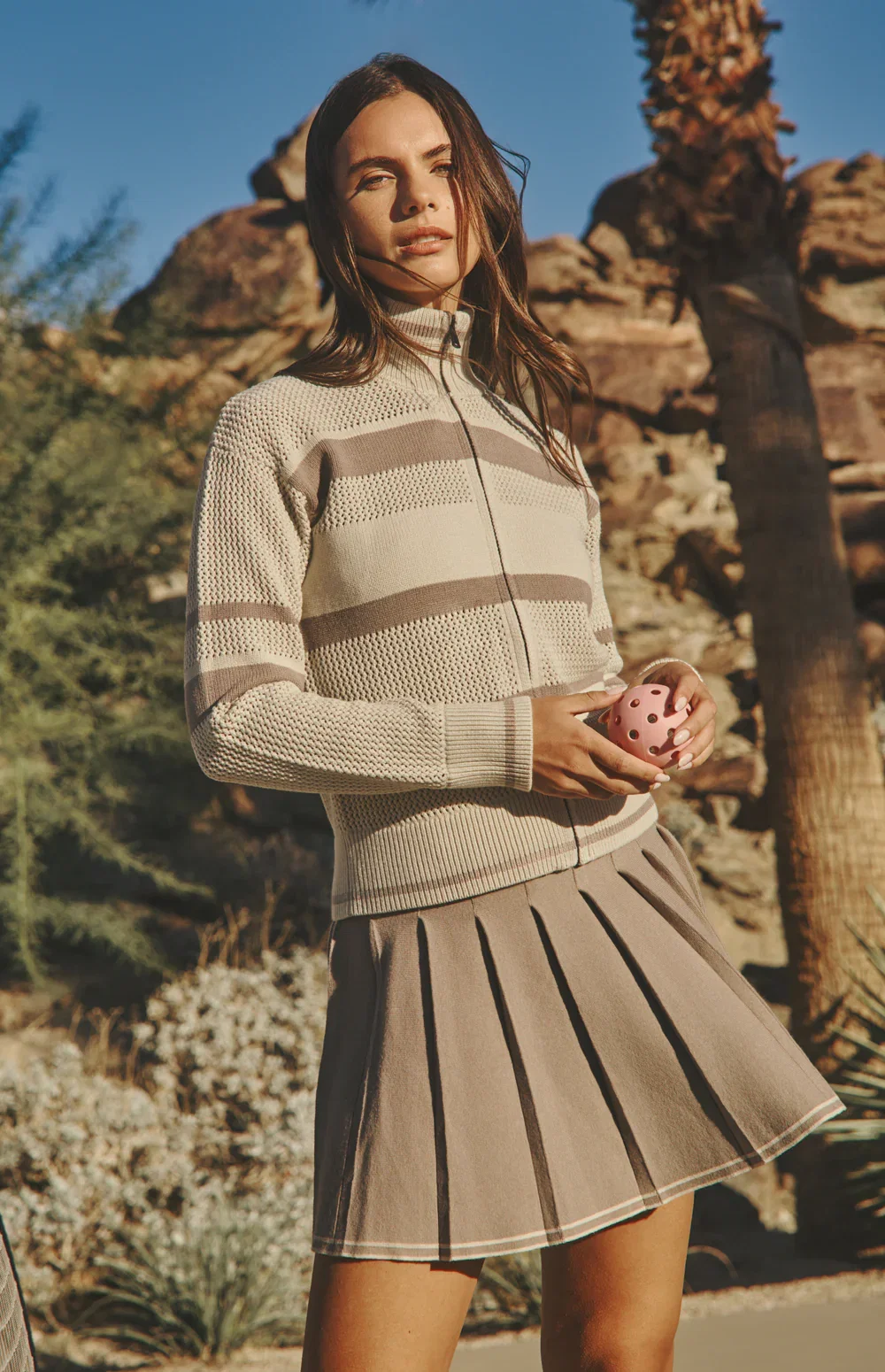 Image of Sabrina Pointelle Jacket | Pumice