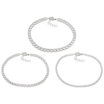 White Cubic Zirconia Rhodium Plated Bracelet Set of 3 22.00ctw