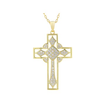 White Lab Created Sapphire 18k Yellow Gold Over Brass Pendant With Chain 0.85ctw