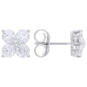 Moissanite Platineve Clover Earrings 1.84ctw DEW