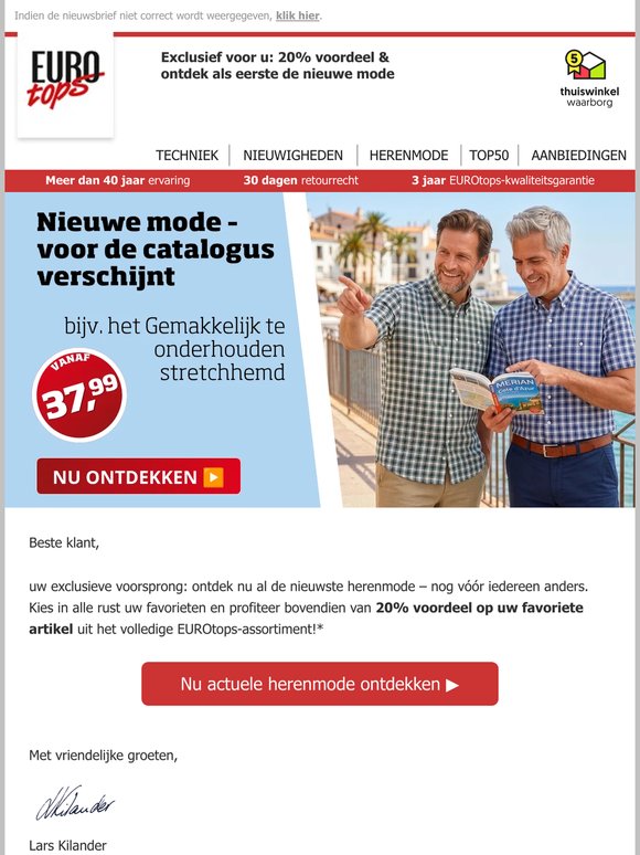 Nieuwe mode eerst & 20% korting op uw favoriete artikel