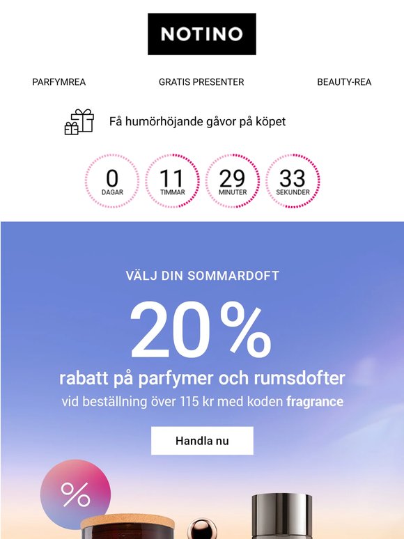 Endast idag 20 % rabatt på sommardofter för dig och ditt hem