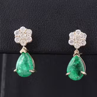 14K 3.31 CTW Emerald and Diamond Earrings