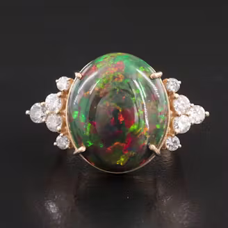 14K 9.94 CT Opal and Diamond Ring