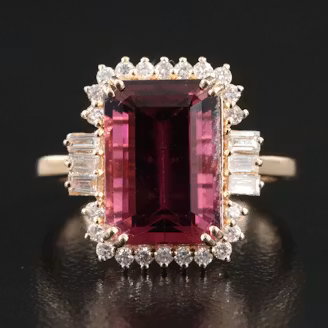 14K 4.63 CT Rubellite and Diamond Ring