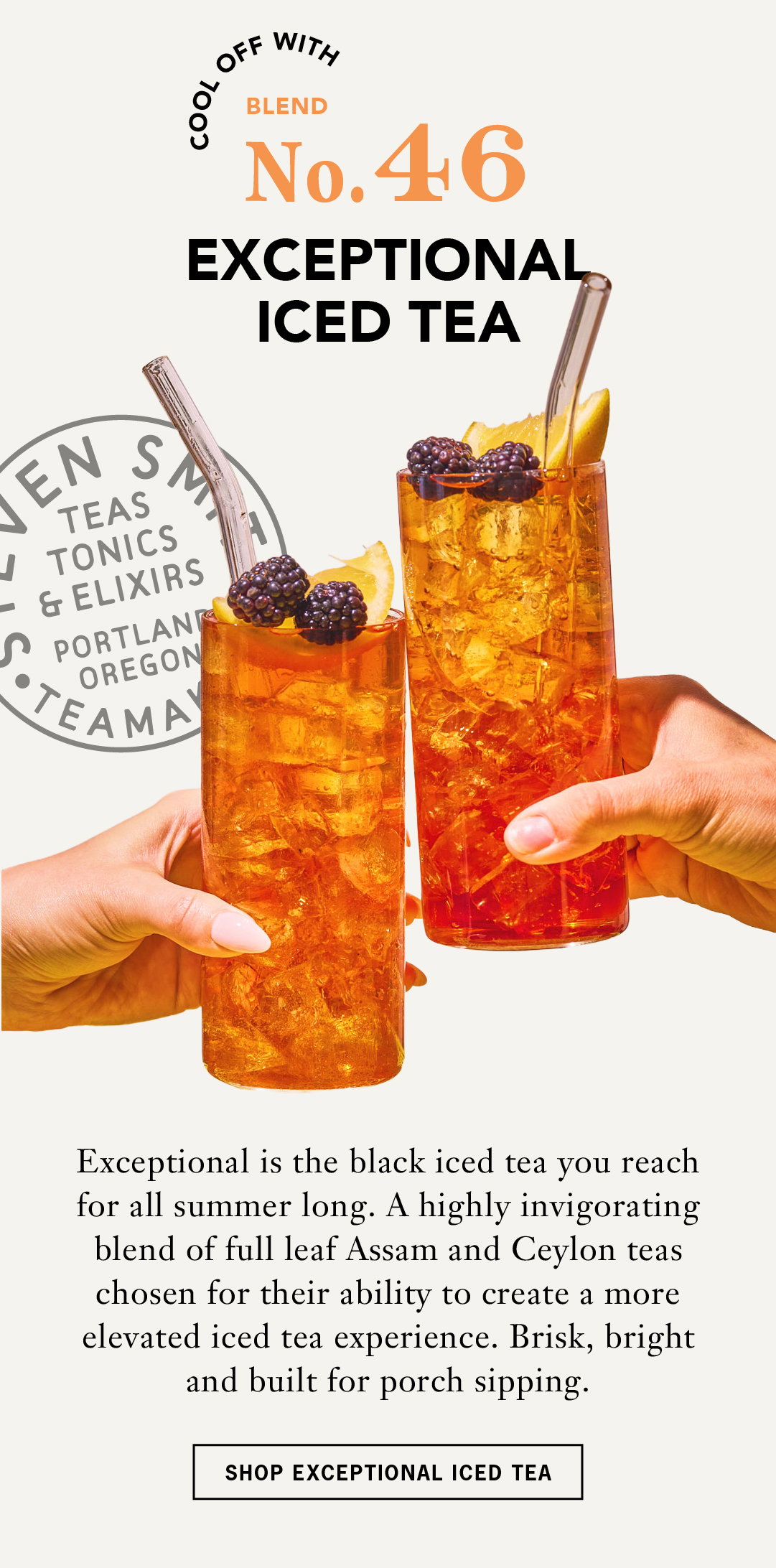 Cool Off With Exceptional    Exceptional is the black iced tea you reach for all summer long. A highly invigorating blend of full leaf Assam and Ceylon teas chosen for their ability to create a more elevated iced tea experience. Brisk, bright and built for porch sipping.   SHOP EXCEPTIONAL ICED TEA 