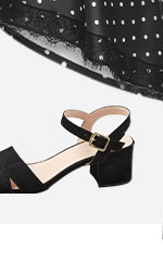 LTS Black Cross Over Block Heel In Standard Fit