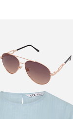 Yours Gold Tone Rectangle Arm Aviator Sunglasses