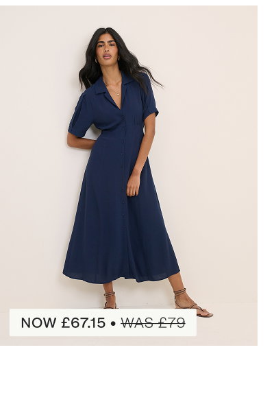 Navy Collared Chrissy Midi Dress