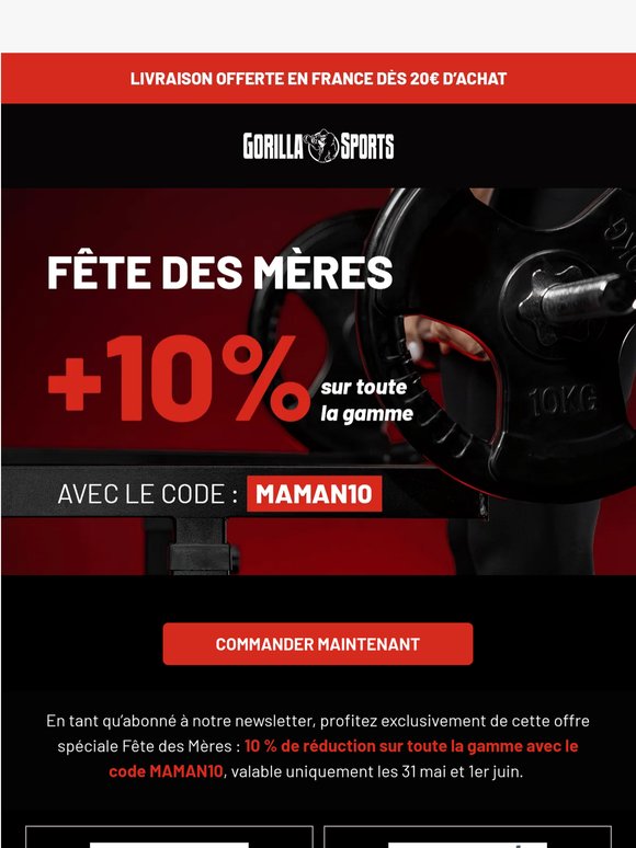 10% sur tout — code MAMAN10 pour la Fête des Mères