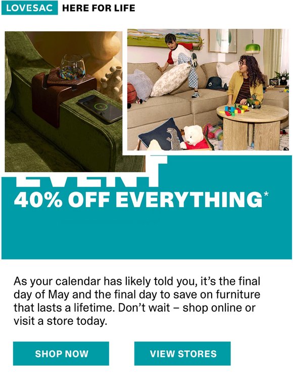 Last Day to Save 40% on Lasting Comfort.