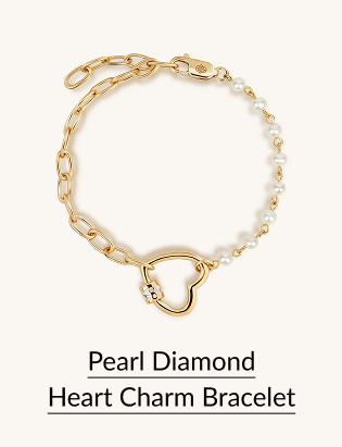 Pearl Diamond Heart Charm Bracelet