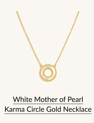White Mother of Pearl Karma Circle Gold Necklace