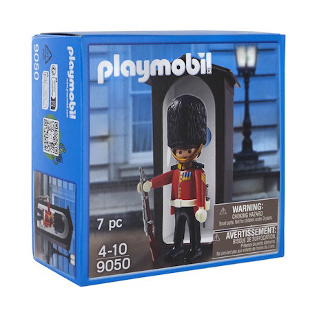 A Playmobil royal guard figure with rifle and sentry box. – Shop Now. 