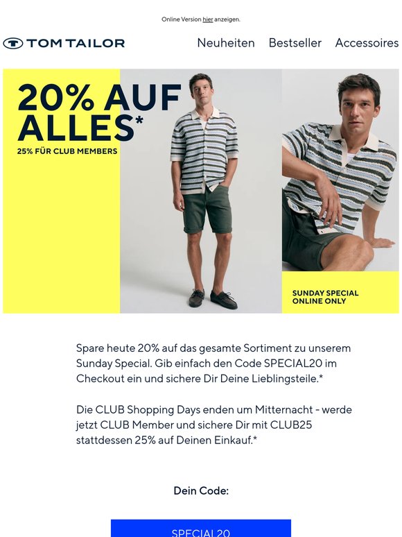 Sunday Special: bis zu 25% - nur heute! ☀️