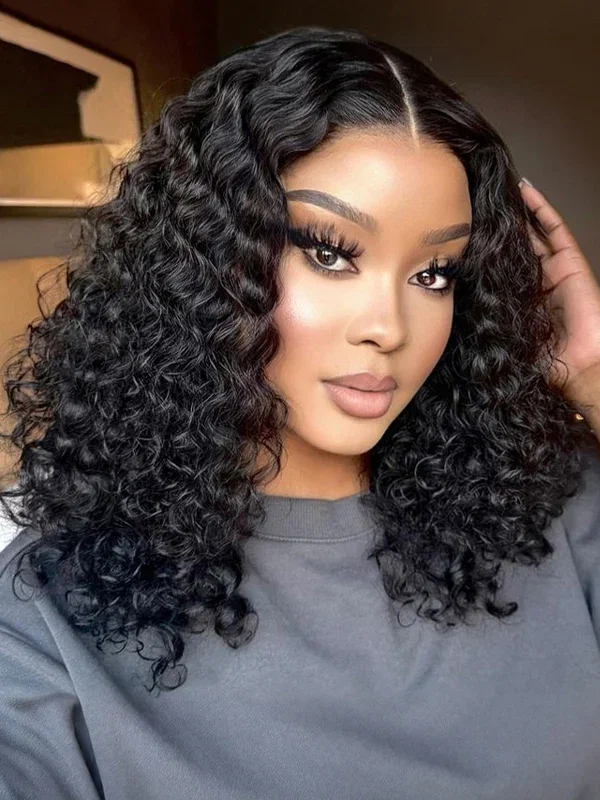 Wavymy Deep Wave Bob Wig Wear & Go Dome Cap Glueless 7x5 Lace Wig Pre-everything Human Hair 180% Density