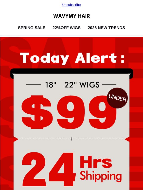 Today Alert:18''-22'' Wigs Under $99+24Hrs Shipping!