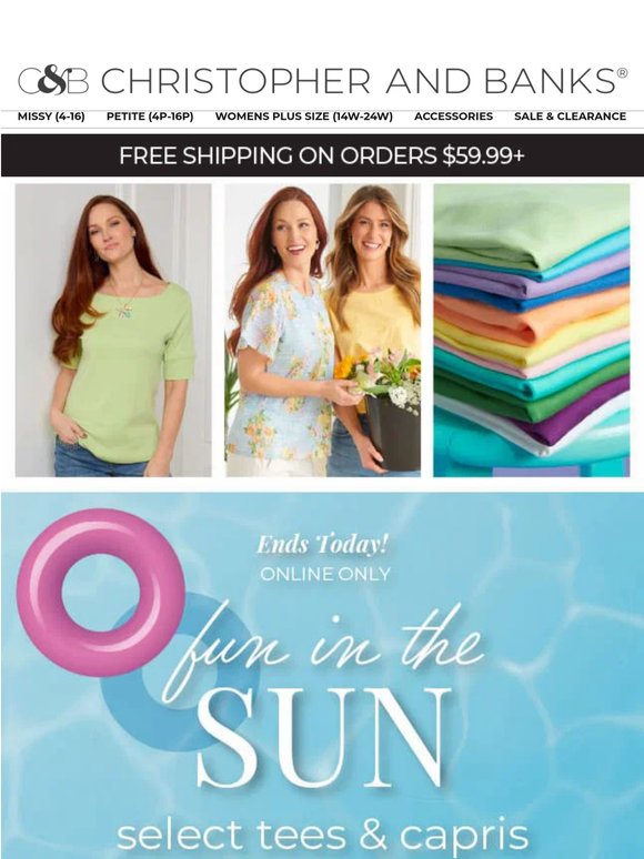 LAST DAY: Tees & Capris Starting at 30% Off