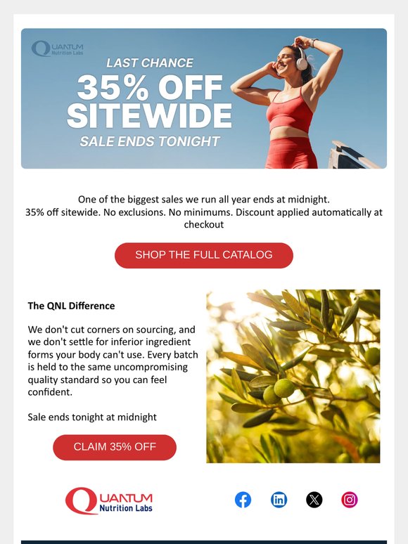 Last Chance — 35% Off Sitewide Ends Tonight