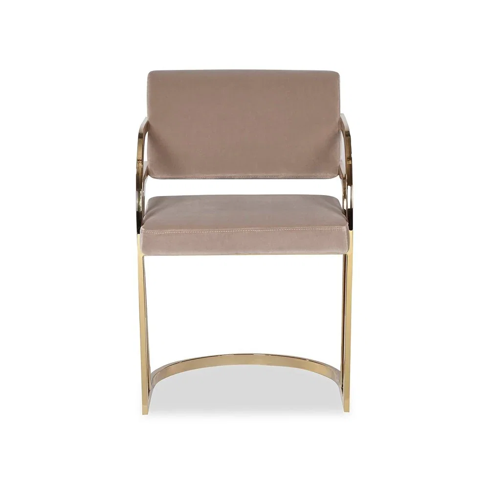 Image of Dylan Dining Chair - Gainsborough Mink Velvet Polished Brass