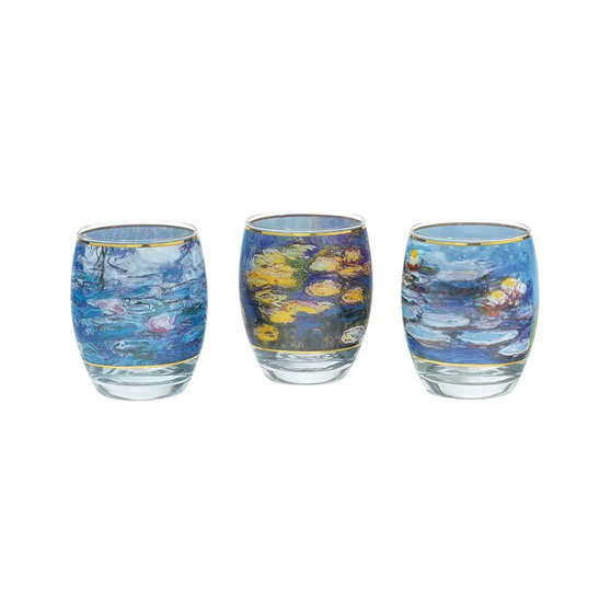 Claude Monet: 3 Teelichtgläser mit Künstlermotiven im Set