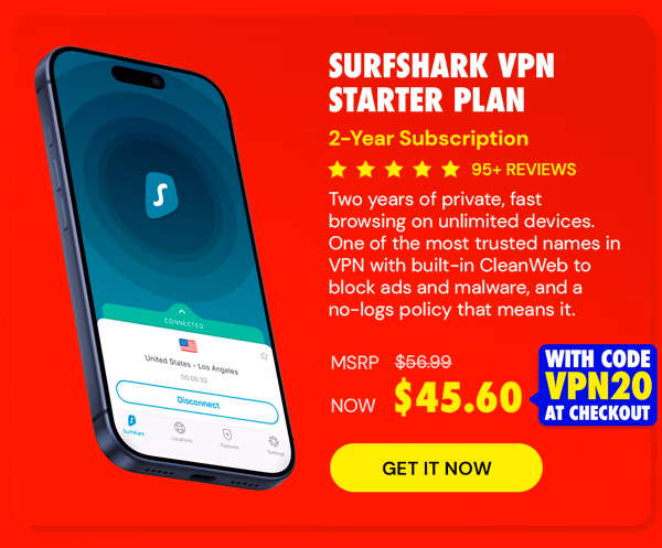 SurfShark VPN Starter Plan: 2-Yr Subscription