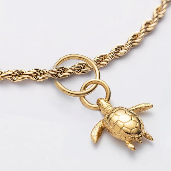 Turtle Charm mit Halskette in Gold