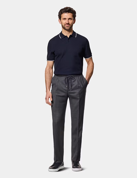 Navy Tipped Piqué Polo Shirt