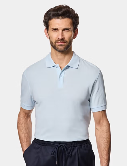 Pale Blue Piqué Polo Shirt