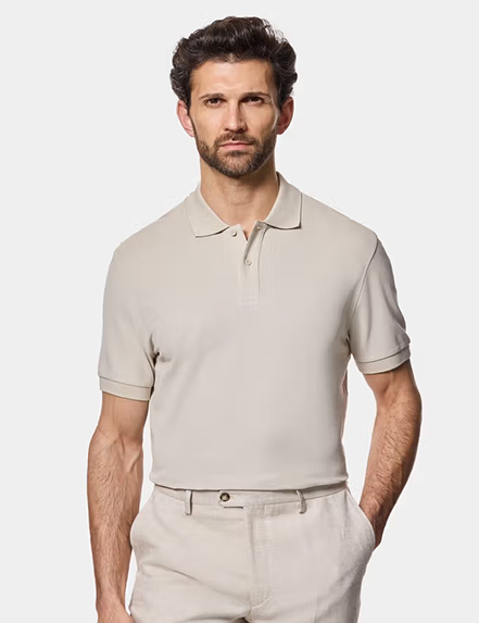 Beige Piqué Polo Shirt