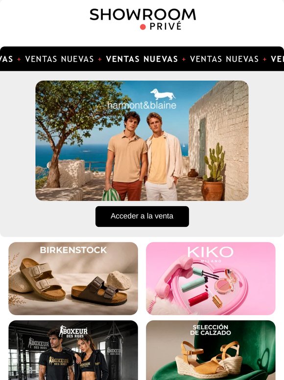 Hola —: HARMONT & BLAINE, GUESS, BIRKENSTOCK y 12 ventas más ya en línea
