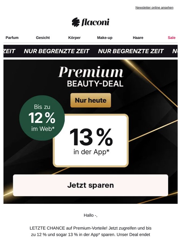 LETZTE CHANCE: Bis zu 13 % RABATT ⌛