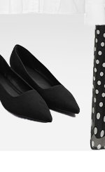LTS Black Pointed Block Court Heel