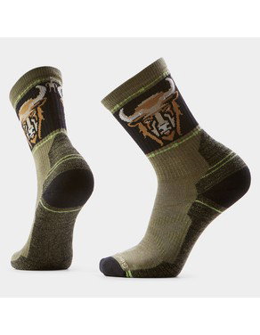 Hike Bison Crew Socks-Winter Moss / L
