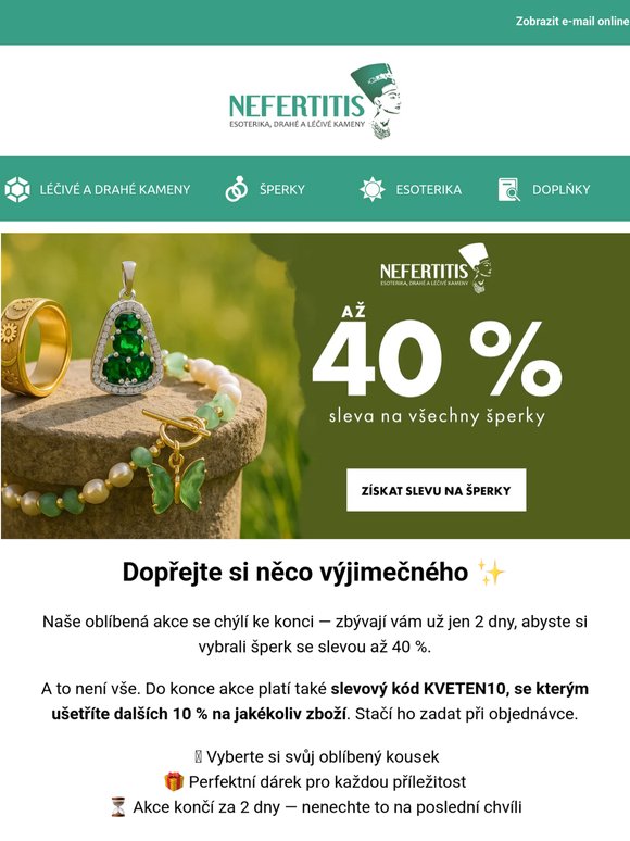 Jen 2 dny zbývají — 40 % sleva na šperky brzy končí