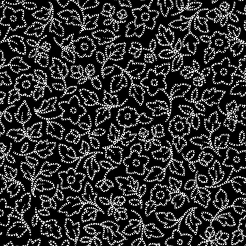 Image of P&B Textiles - Salt & Pepper II - Floral Stitch - Black - Yardage