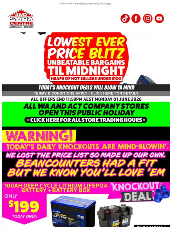 Lowest Ever Price Blitz 💲📉 Unbeatable Bargains Til Midnight 💪🏻 Heaps Of Hot Sellers Under $100