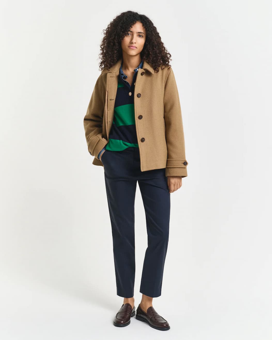 Wool Blend Short Car Coat