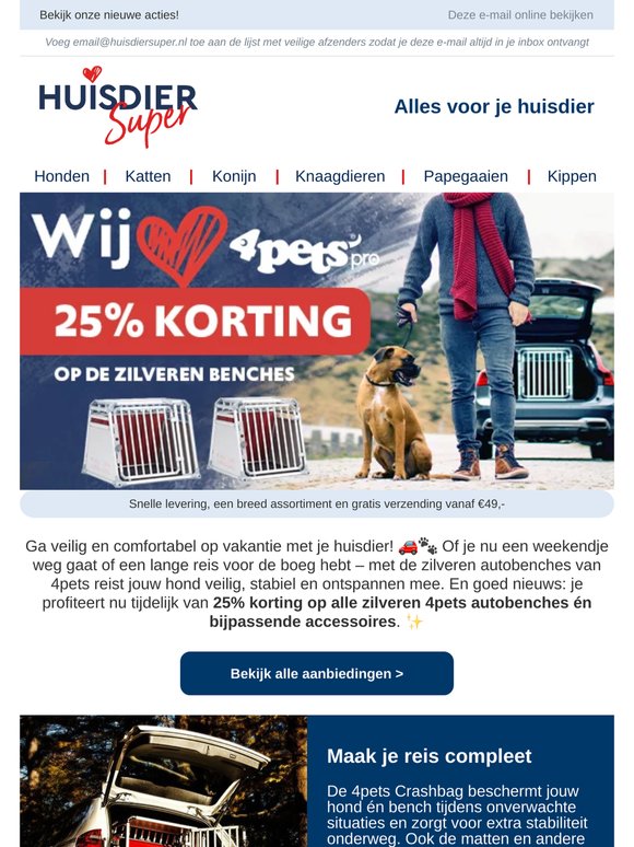 🚗 25% korting op zilveren 4pets autobenches – ga veilig op reis!