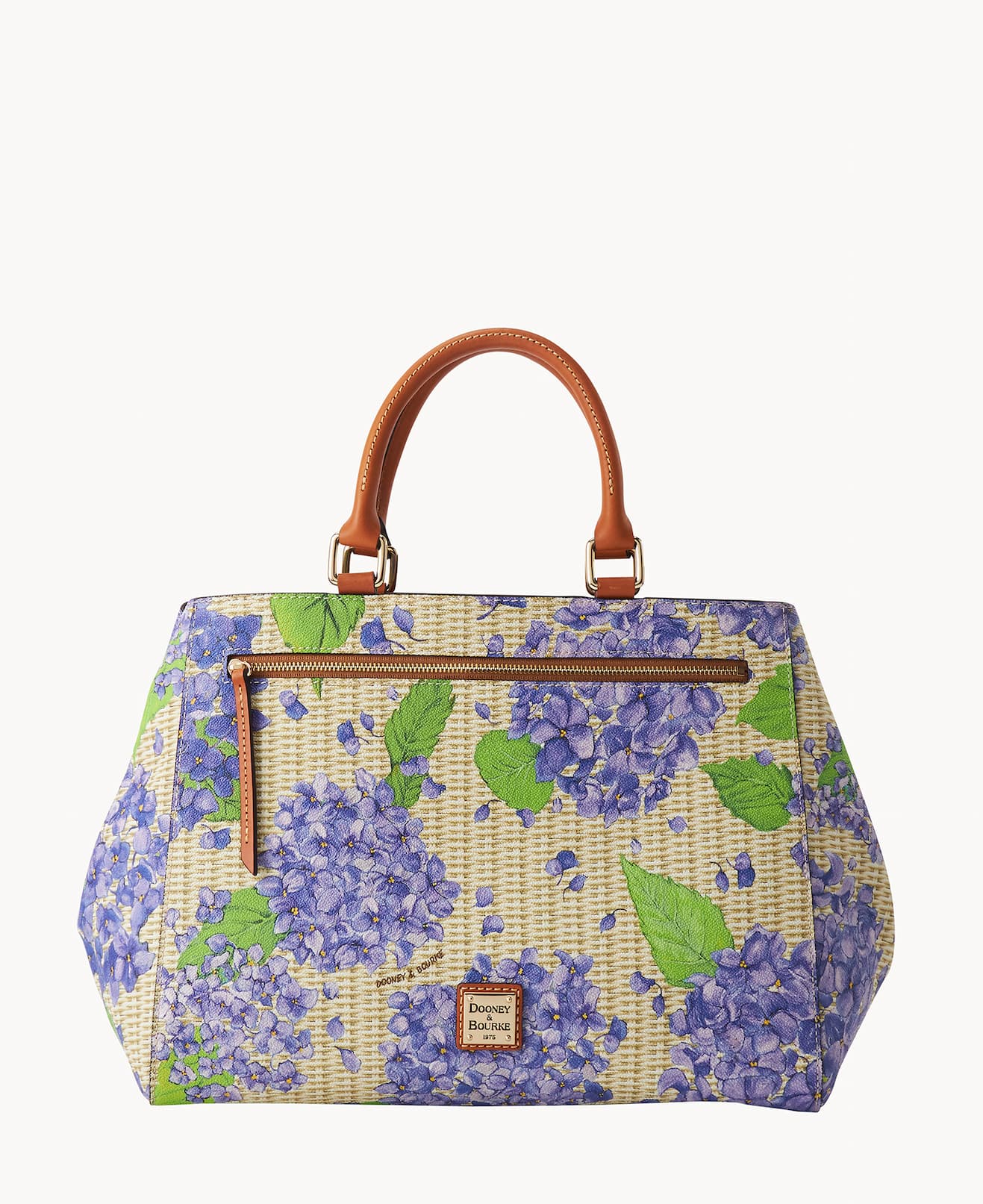 Hydrangea Basketweave Zip Satchel