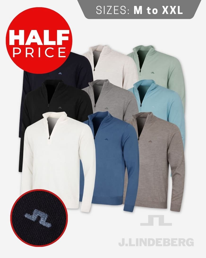 J.Lindeberg Mens Kiyan Italian Merino Wool 1/4 Zip Golf Sweater