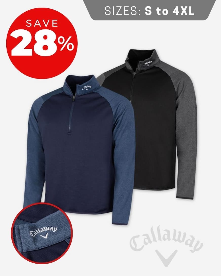 Callaway Golf Mens 2026 1/4 Zip Waffle Two-Tone Sport Midlayer Sweater