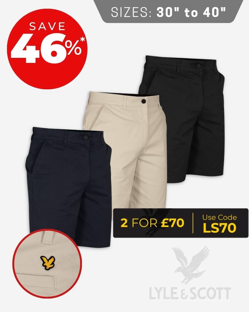 Lyle & Scott Mens 2026 Course Stretch Cotton Breathable Chino Golf Shorts