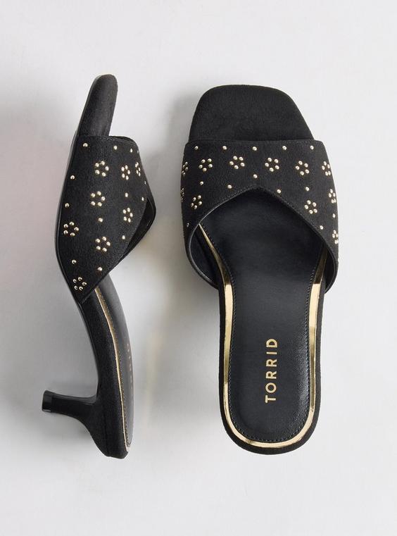Floral Studded Kitten Heel Mule (WW)