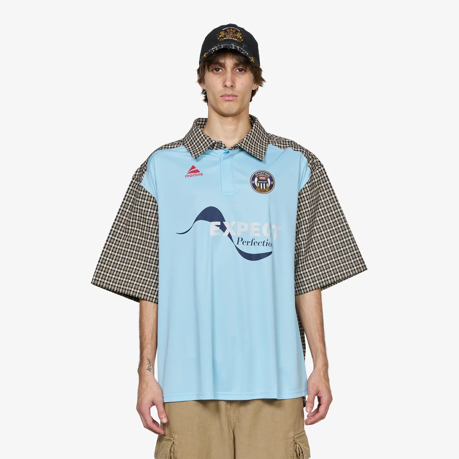 Image of Poloshirt T-Shirt Light Blue | Black Green