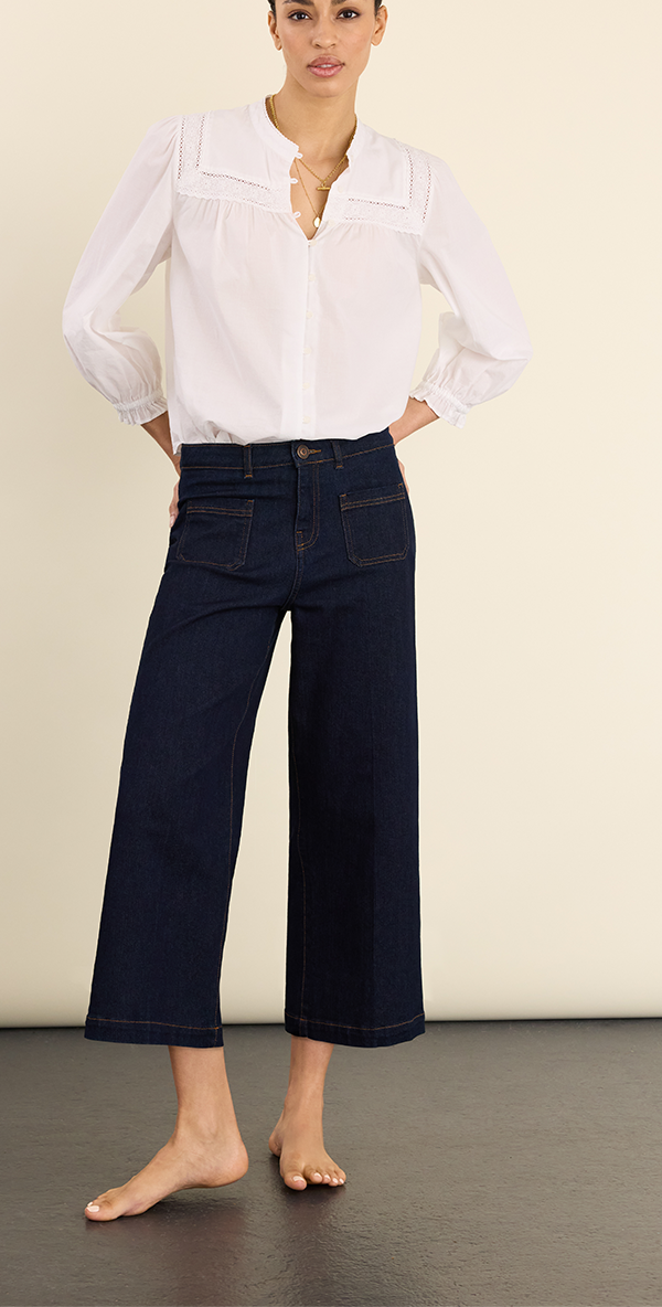 Jena Organic Cotton Stretch Wide Crop Jeans