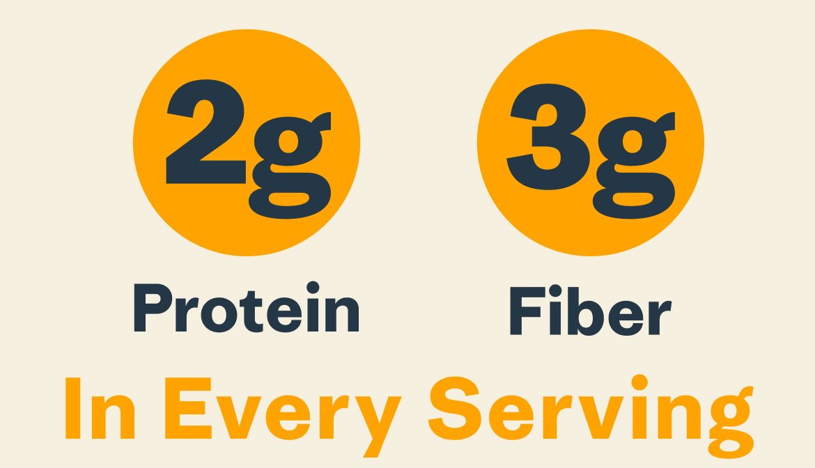 2g protein, 3g fiber