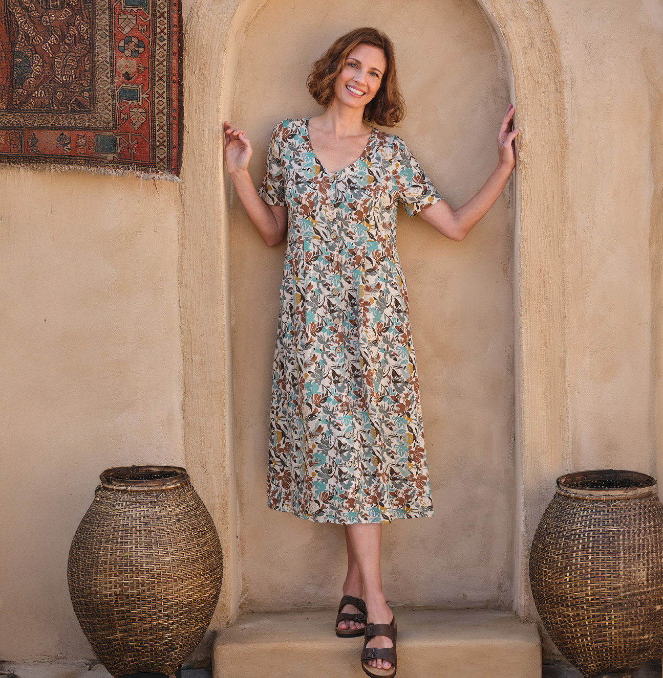 Button Through Linen Dress