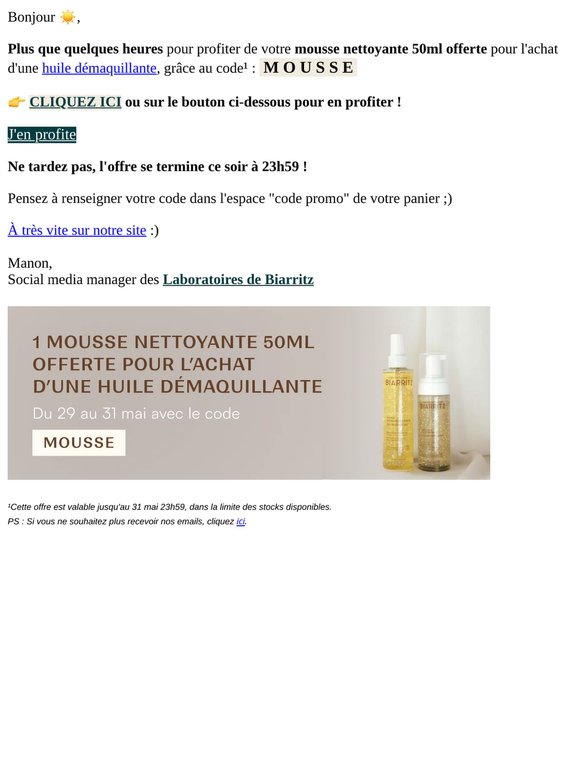 Dernière chance : votre mousse offerte 🫧
