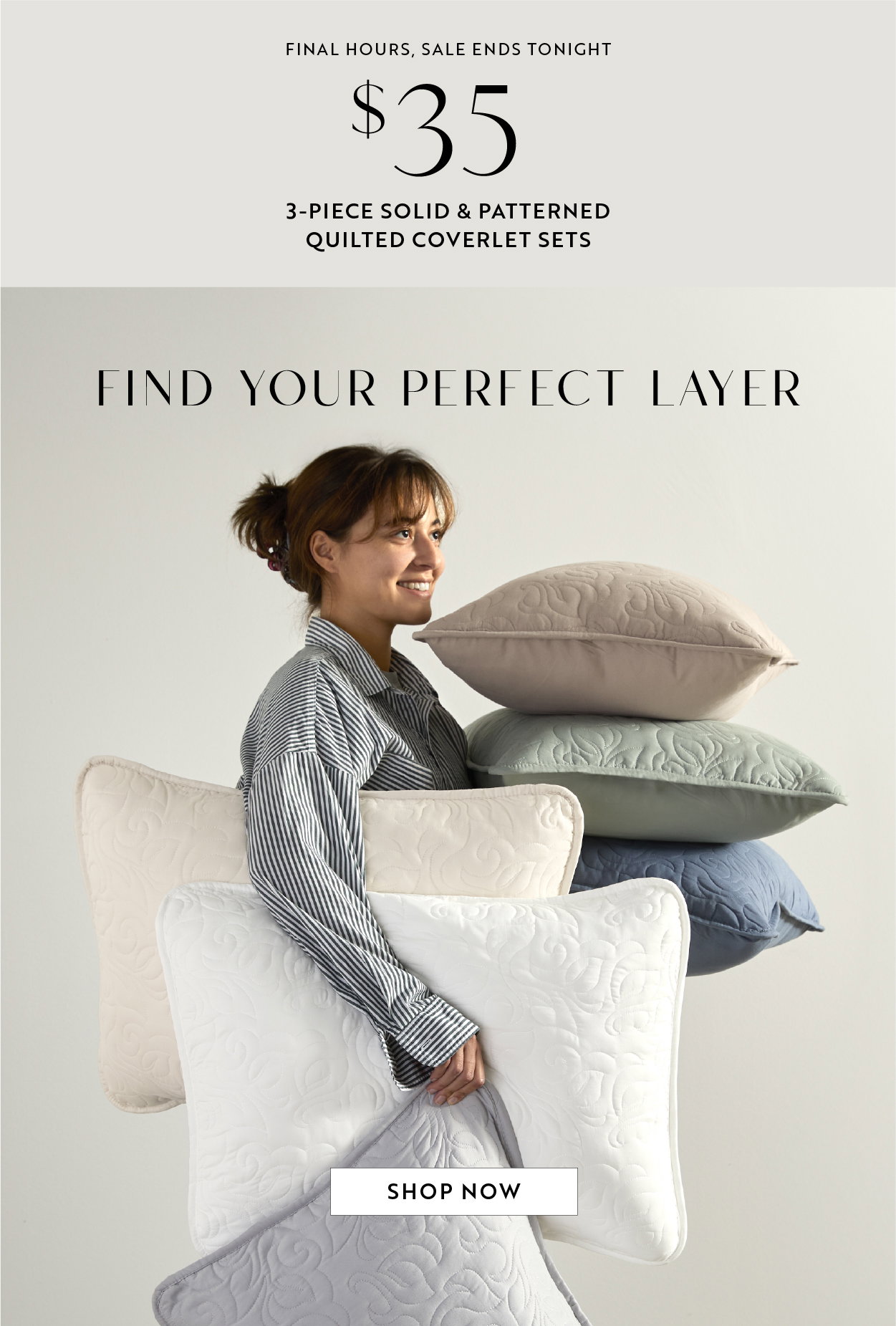 Final hours! $35 all sizes, colors, and styles all-season quilt sets.